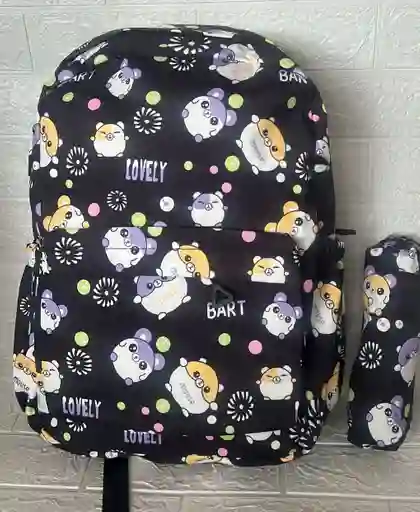 Maletin Dama O Niña Doble Compartimiento Estampado + Cartuchera