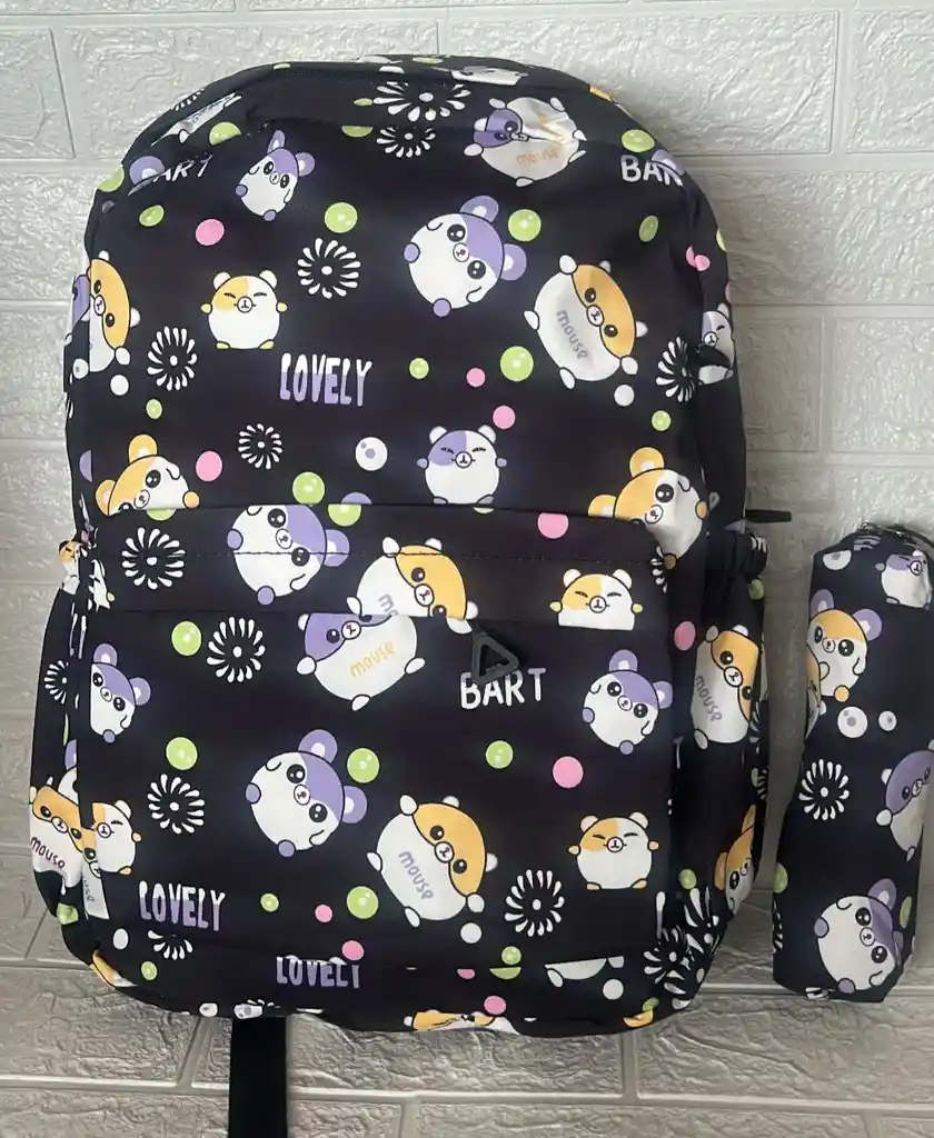 Maletin Dama O Niña Doble Compartimiento Estampado + Cartuchera