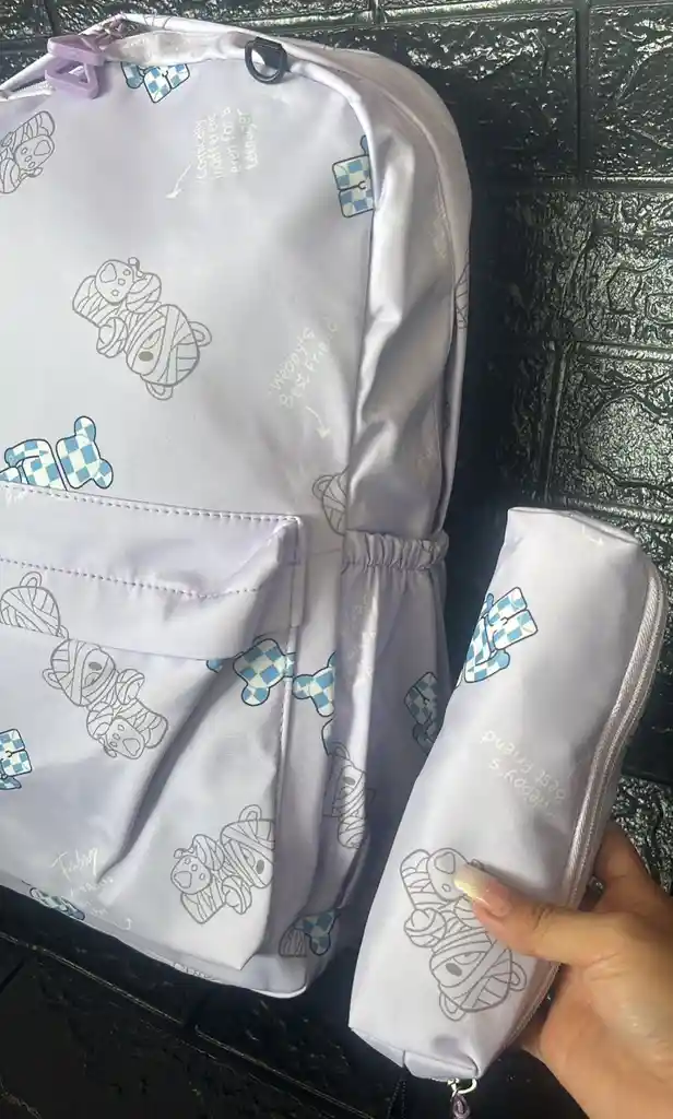 Maletin Dama O Niña Doble Compartimiento Estampado + Cartuchera