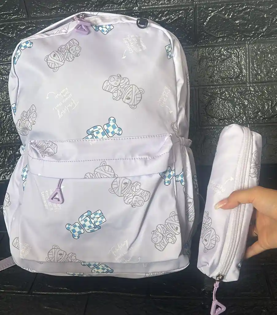 Maletin Dama O Niña Doble Compartimiento Estampado + Cartuchera