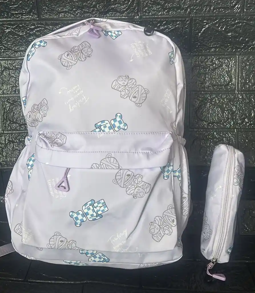 Maletin Dama O Niña Doble Compartimiento Estampado + Cartuchera