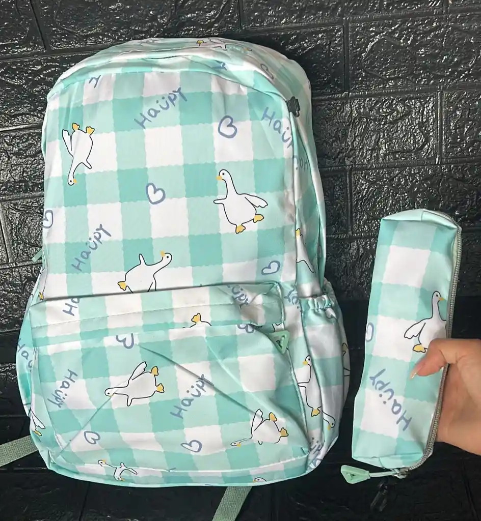 Maletin Dama O Niña Doble Compartimiento Estampado + Cartuchera