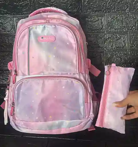 Maletin Dama O Niña Tres Compartimientos Estampado + Cartuchera