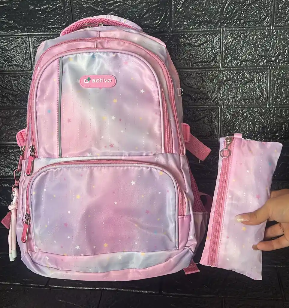 Maletin Dama O Niña Tres Compartimientos Estampado + Cartuchera