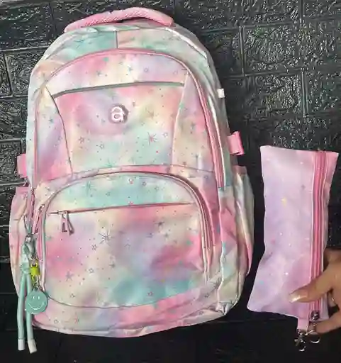 Maletin Dama O Niña Tres Compartimientos Estampado + Cartuchera