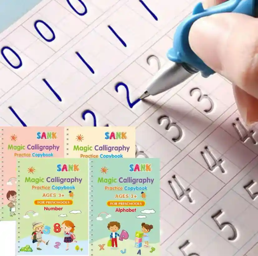 Set X4 Cuadernos Mágicos Mejora De Caligrafía Montessori