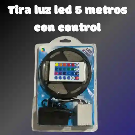 Tira De Luces 5 Metros Con Control Y Adaptador