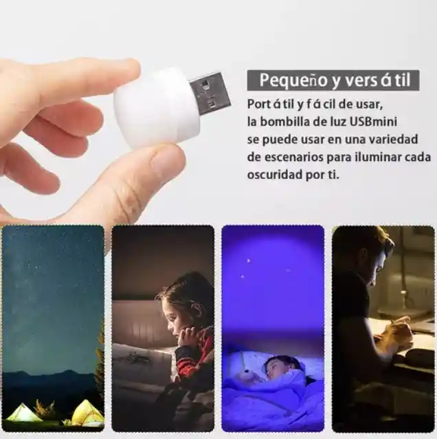 Mini Lámpara Luz Led Usb Bombillo Luz Blanca