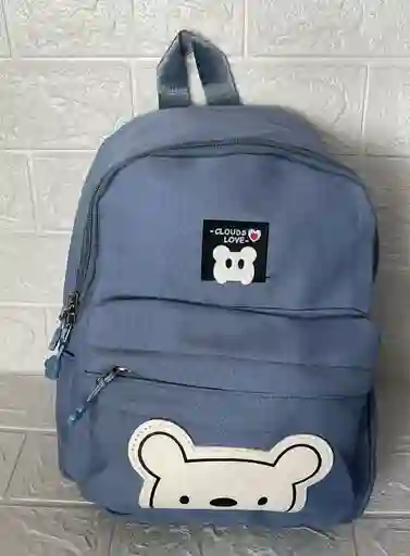 Maletin Escolar Dama 2 Bolsillos Pequeño Azul / Bolso