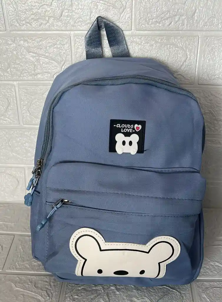 Maletin Escolar Dama 2 Bolsillos Pequeño Azul / Bolso