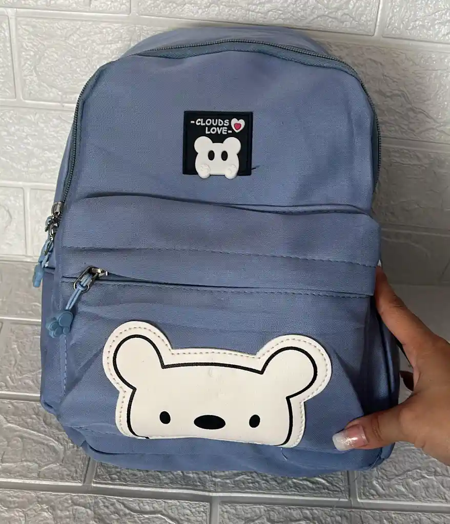 Maletin Escolar Dama 2 Bolsillos Pequeño Azul / Bolso