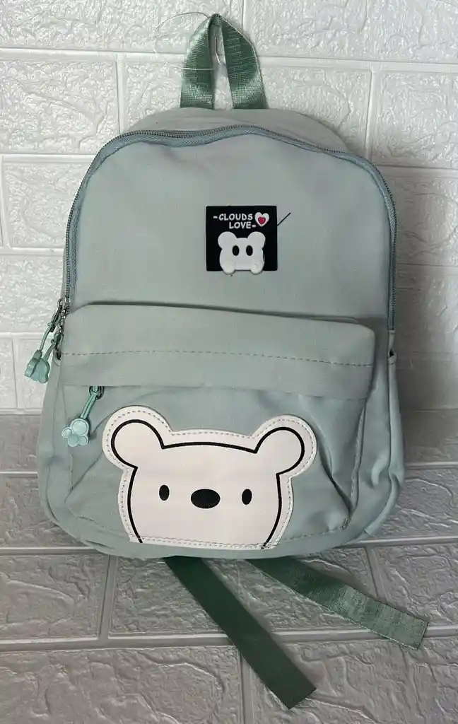 Maletin Escolar Dama 2 Bolsillos Pequeño Verde / Bolso