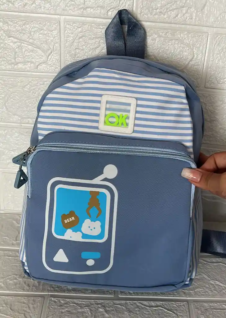 Maletin Escolar Niño 2 Bolsillos Pequeño Azul / Bolso