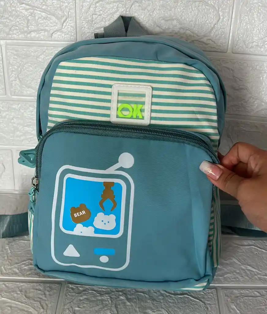 Maletin Escolar Niño 2 Bolsillos Pequeño Verde / Bolso