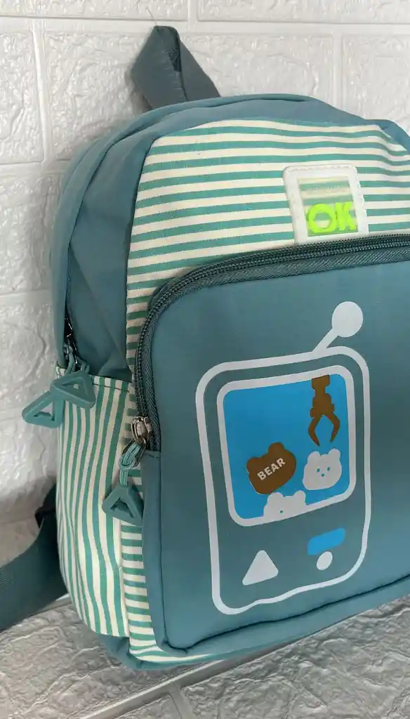 Maletin Escolar Niño 2 Bolsillos Pequeño Verde / Bolso