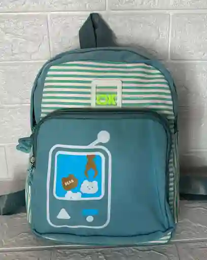 Maletin Escolar Niño 2 Bolsillos Pequeño Verde / Bolso