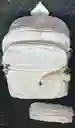 Maletin Escolar Dama O Niña 4 Bolsillos Pequeño Blanco + Cartuchera Y Monedero / Bolso