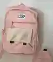 Maletin Escolar Dama O Niña 4 Bolsillos Grande Rosado + Monedero / Bolso