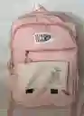 Maletin Escolar Dama O Niña 4 Bolsillos Grande Rosado + Monedero / Bolso
