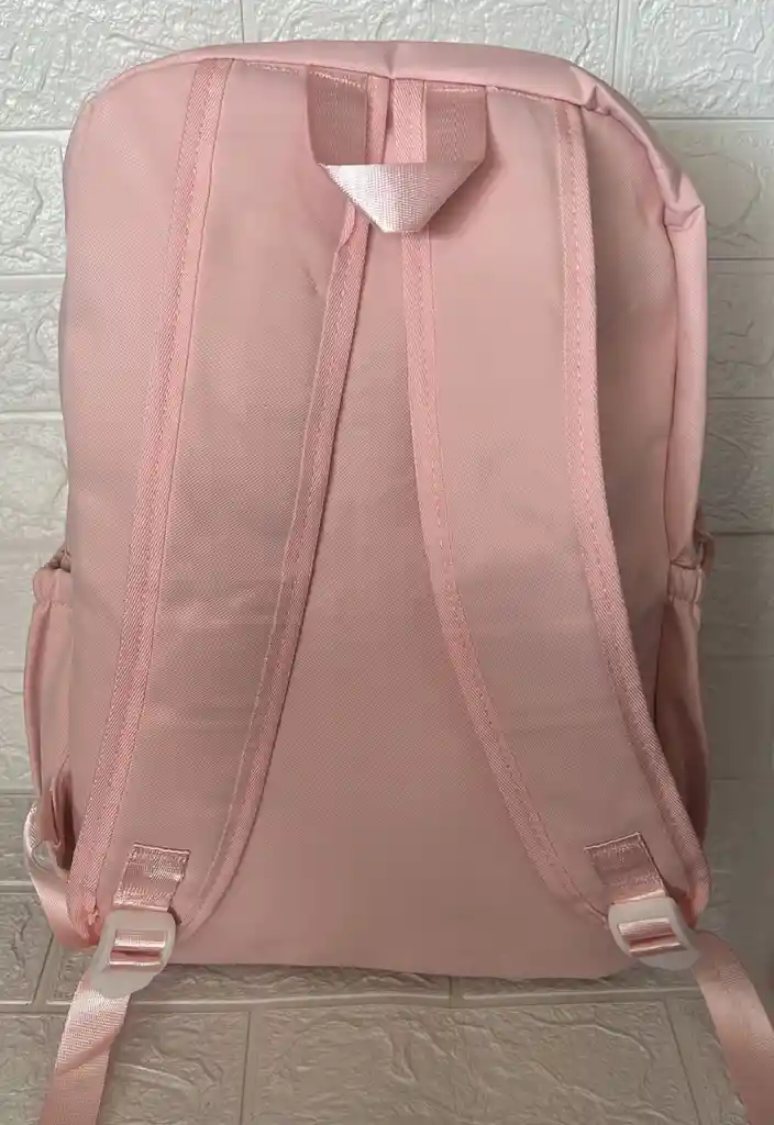 Maletin Escolar Dama O Niña 4 Bolsillos Grande Rosado + Monedero / Bolso