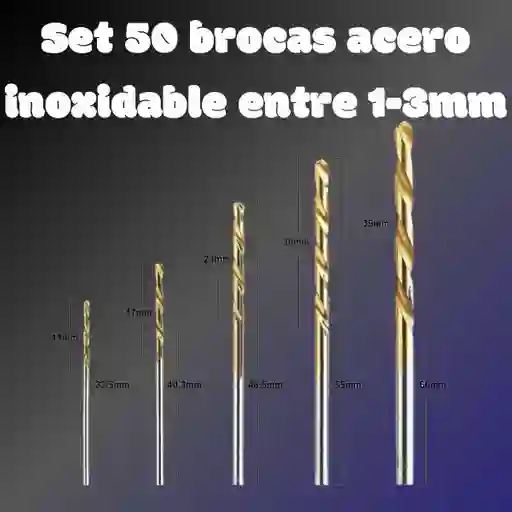 Juego De 50 Brocas De Acero Inoxidable Entre 1-3mm