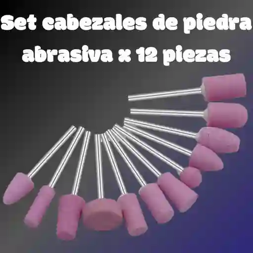 Set Cabezales De Piedra Abrasiva X 12 Piezas