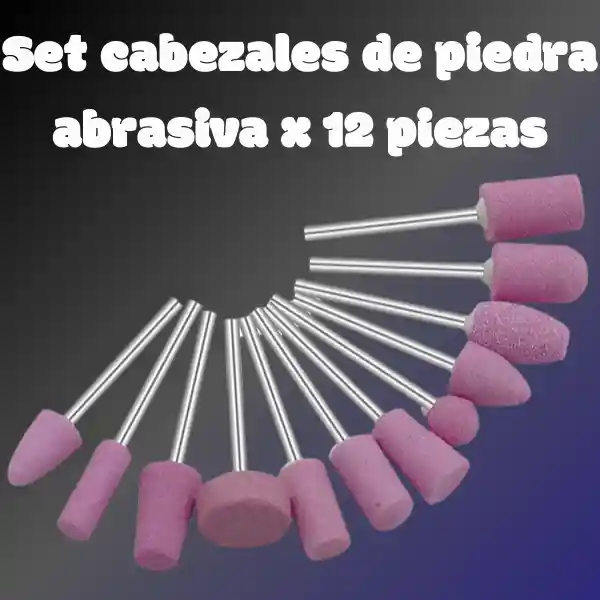 Set Cabezales De Piedra Abrasiva X 12 Piezas