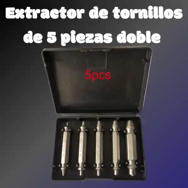 Extractor Removedor De Tornillos De 5 Piezas Doble Cabezal