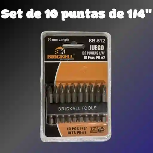 Set De 10 Puntas De 1/4"