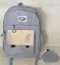 Maletin Escolar Dama O Niña 4 Bolsillos Grande Azul + Monedero / Bolso