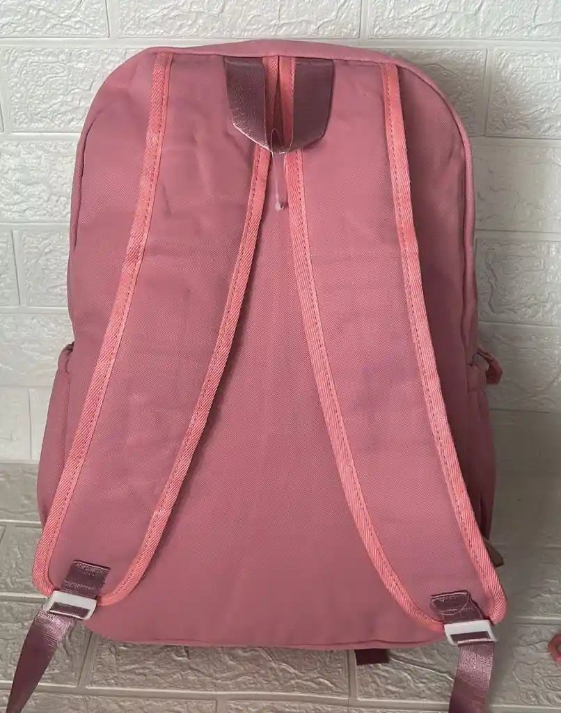 Maletin Escolar Dama O Niña 3 Bolsillos Grande Rosado + Monedero / Bolso