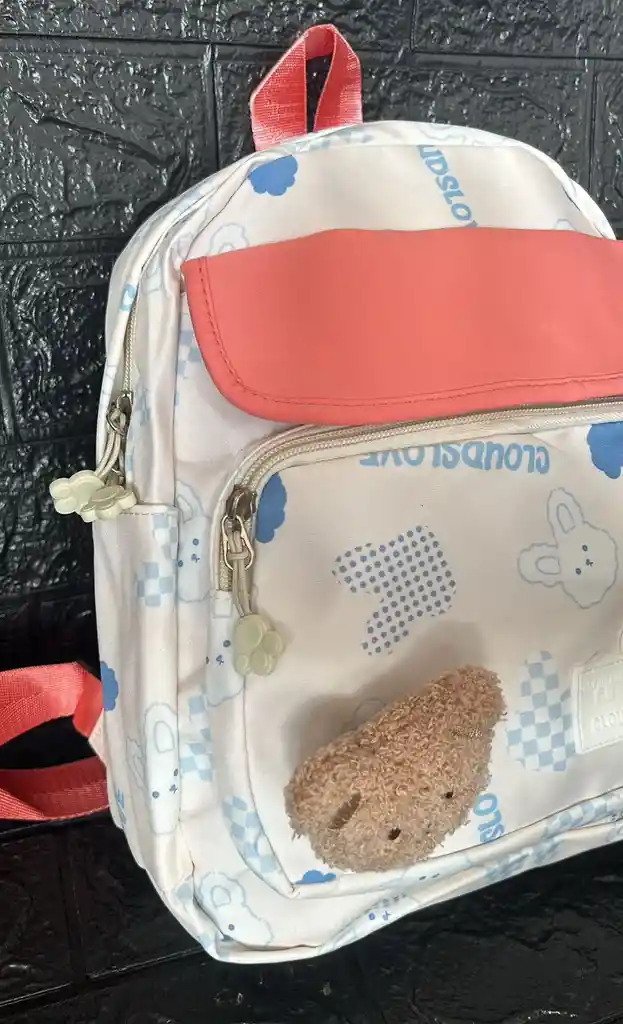 Maletin Escolar Dama O Niña 3 Bolsillos Pequeño Naranja / Bolso