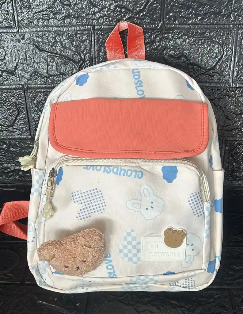 Maletin Escolar Dama O Niña 3 Bolsillos Pequeño Naranja / Bolso