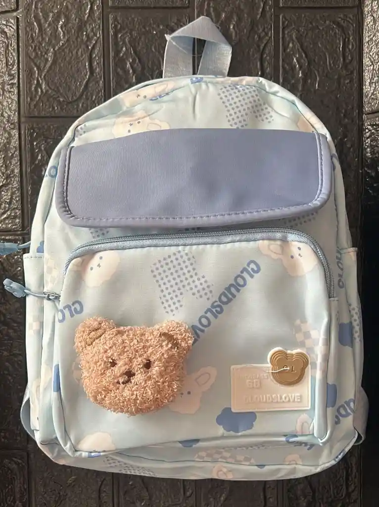 Maletin Escolar Dama O Niña 3 Bolsillos Pequeño Azul / Bolso