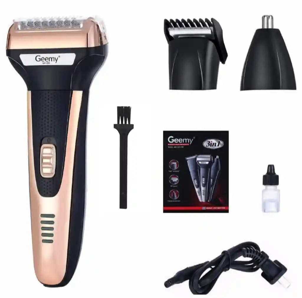 Maquina De Afeitar 3 En 1 Recargable Geemy Afeitadora/pelo/nariz