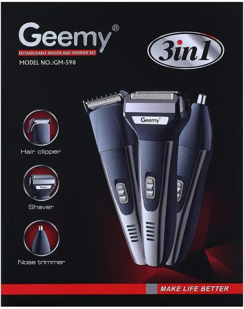 Maquina De Afeitar 3 En 1 Recargable Geemy Afeitadora/pelo/nariz