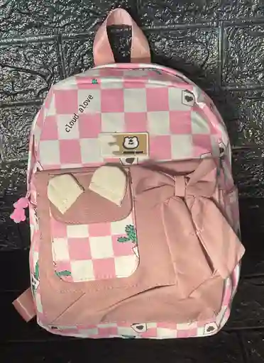 Maletin Escolar Dama O Niña 2 Bolsillos Pequeño Rosado / Bolso