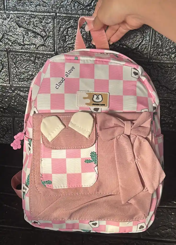Maletin Escolar Dama O Niña 2 Bolsillos Pequeño Rosado / Bolso