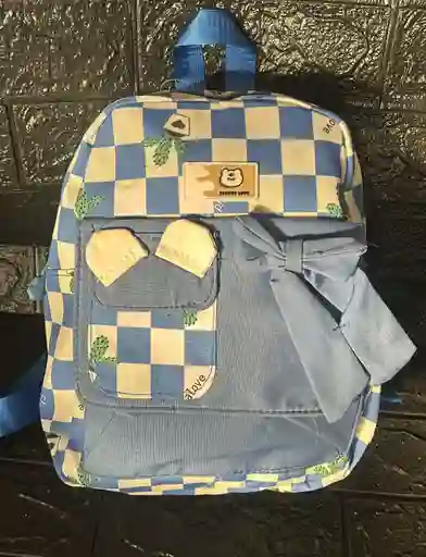 Maletin Escolar Dama O Niña 2 Bolsillos Pequeño Azul / Bolso