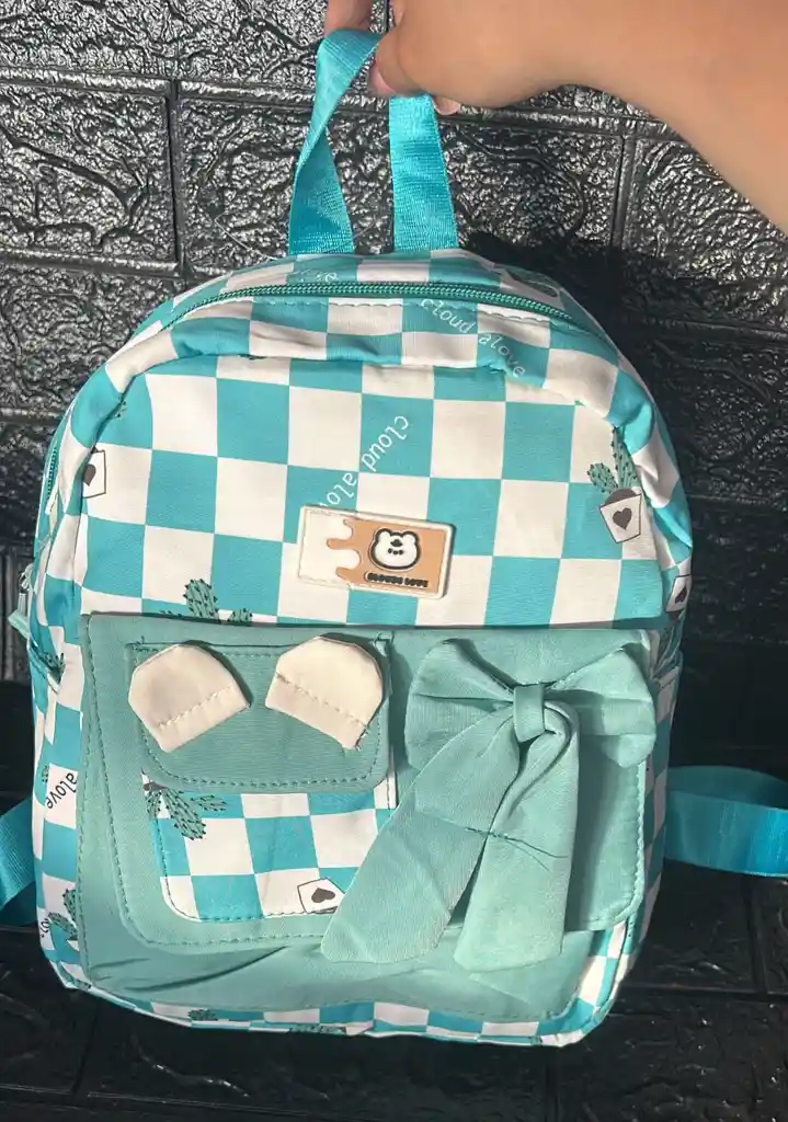 Maletin Escolar Dama O Niña 2 Bolsillos Pequeño Verde / Bolso