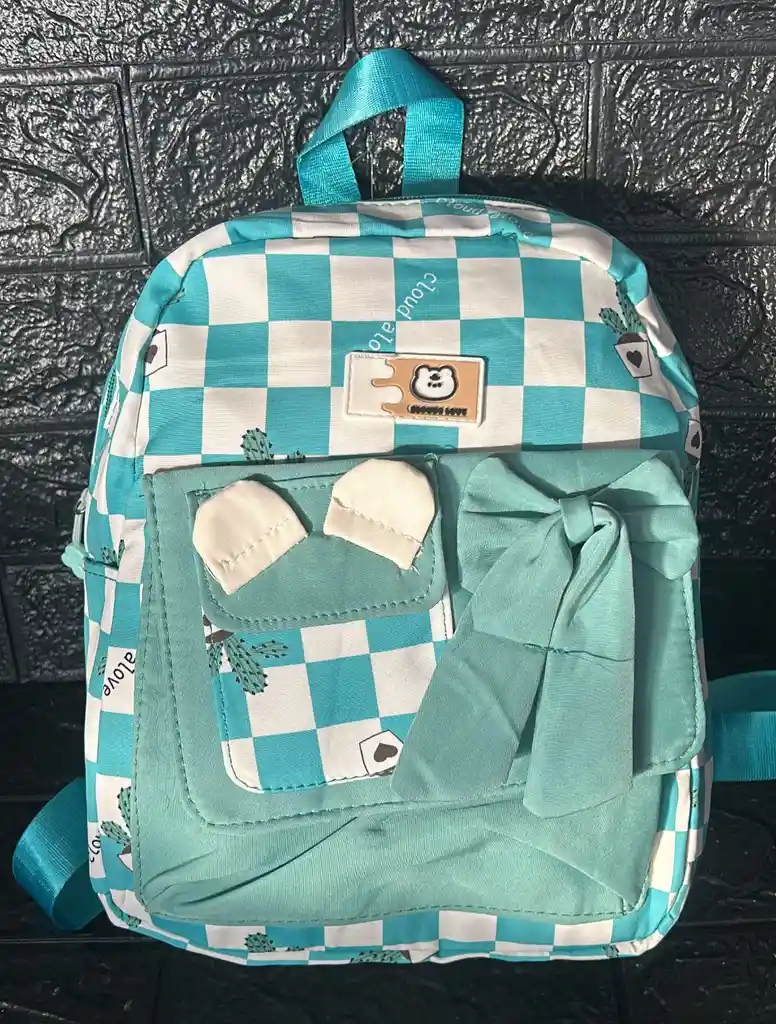 Maletin Escolar Dama O Niña 2 Bolsillos Pequeño Verde / Bolso