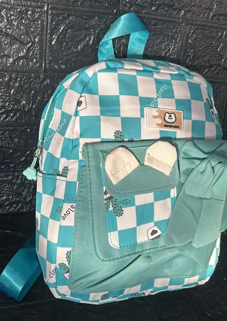 Maletin Escolar Dama O Niña 2 Bolsillos Pequeño Verde / Bolso