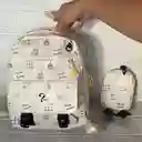 Maletin Escolar Dama O Niña 3 Bolsillos Pequeño Amarillo Claro + Monedero / Bolso