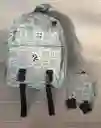 Maletin Escolar Dama O Niña 3 Bolsillos Pequeño Verde Claro + Monedero / Bolso