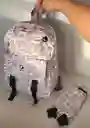 Maletin Escolar Dama O Niña 3 Bolsillos Pequeño Lila Claro + Monedero / Bolso