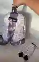 Maletin Escolar Dama O Niña 3 Bolsillos Pequeño Lila Claro + Monedero / Bolso