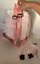 Maletin Escolar Dama O Niña 3 Bolsillos Pequeño Rosado Claro + Monedero / Bolso