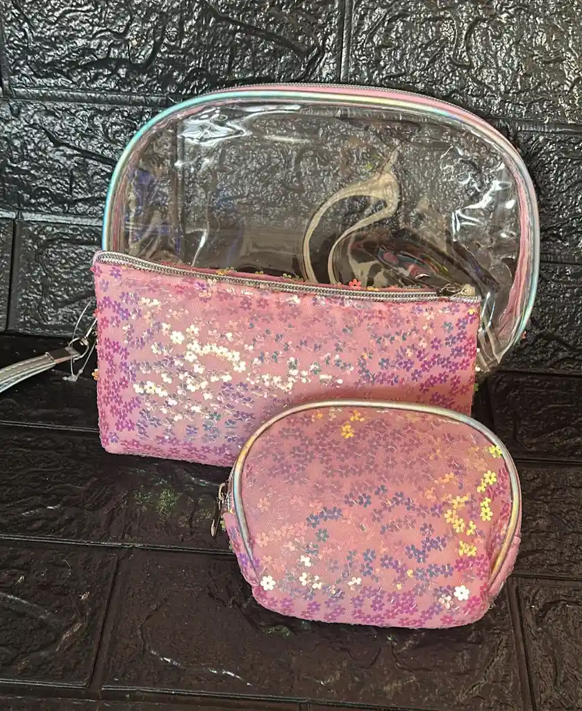 Set Cosmetiqueras Rosada X3 Unidades