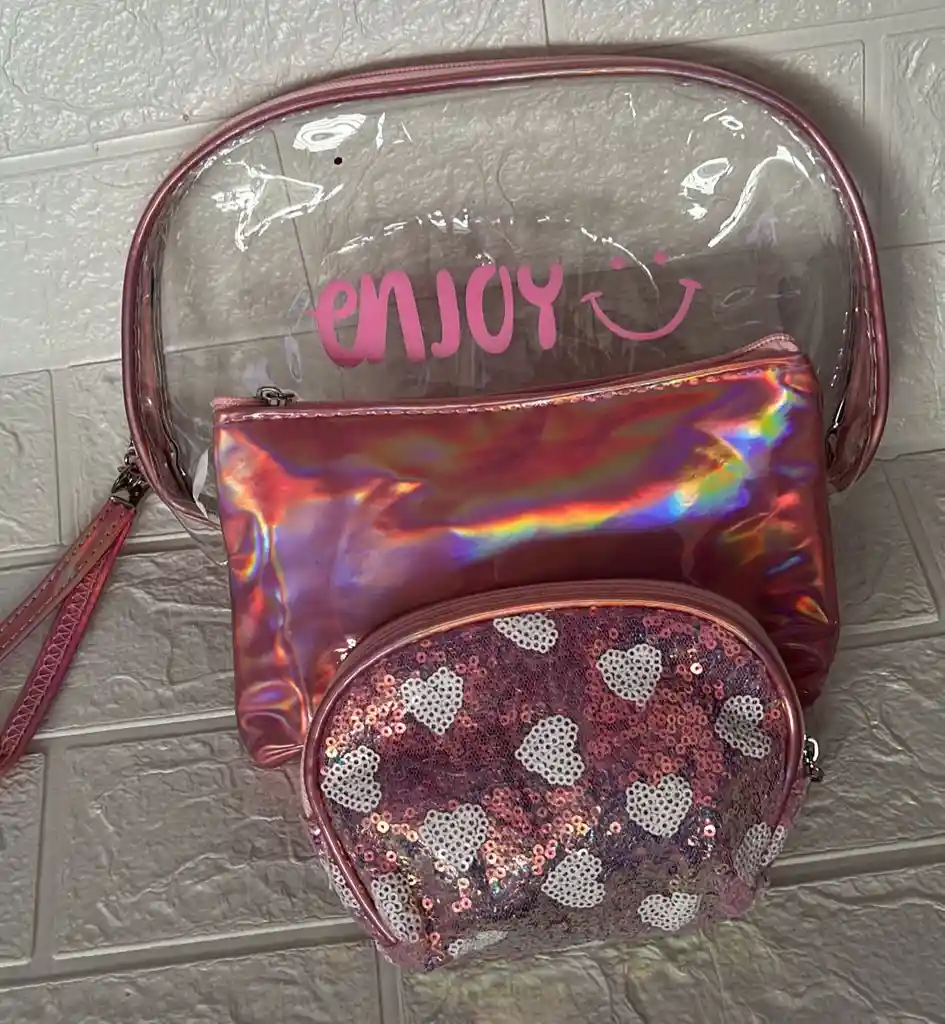 Set Cosmetiqueras Rosada Tornasol X3 Unidades
