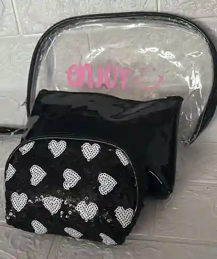 Set Cosmetiqueras Negra X3 Unidades